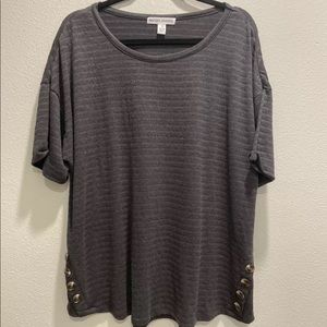 Plus New York Laundry Pullover Top Side Button Details Steel Gray